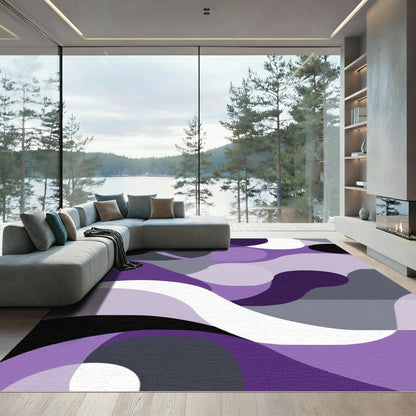 Purple Gray Abstract Wave Rug