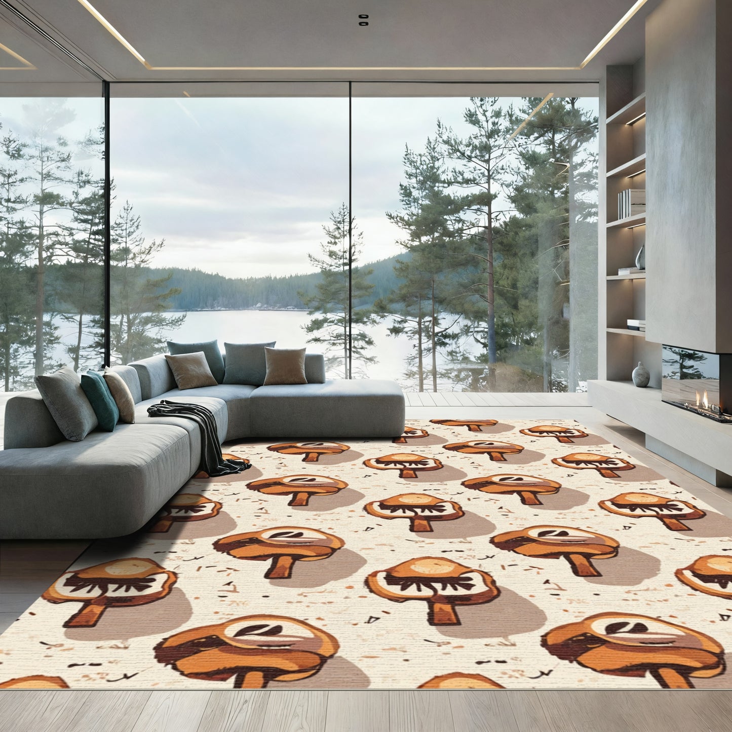 Whimsical Mushroom Forest Ground Cover Rug