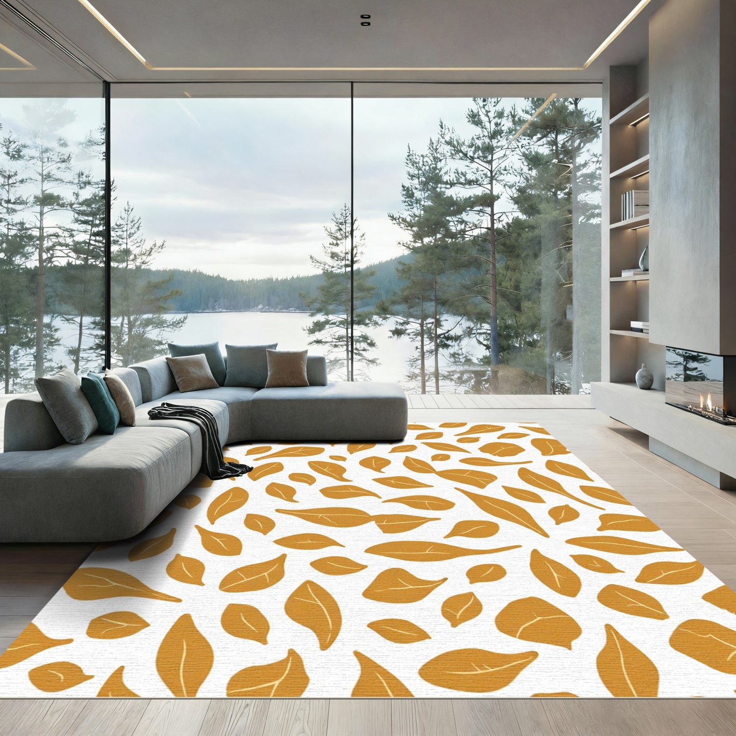 Golden Sun Fall Leaf Scatter Rug