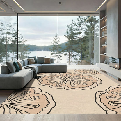 Peachy Outline Floral Medallion Rug