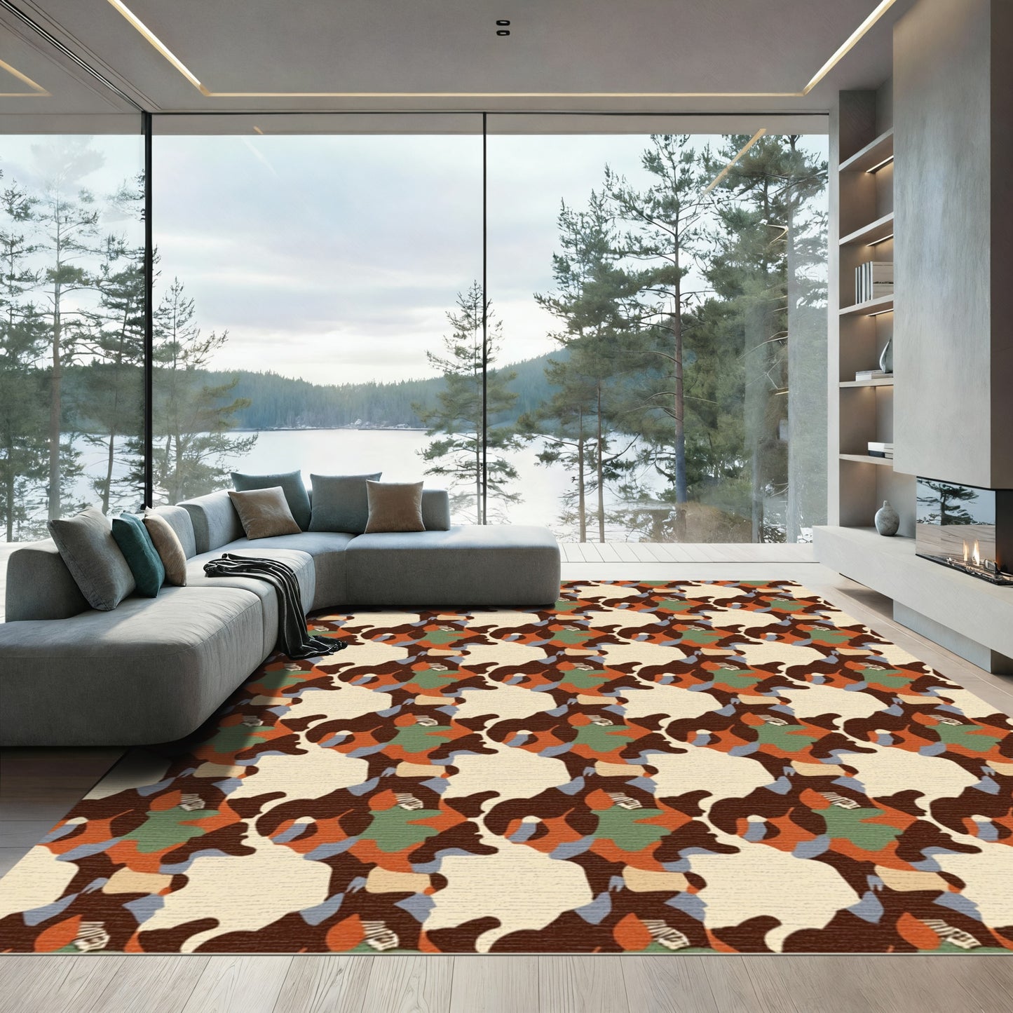 Earthy Patchwork Organic Abstraction Rug