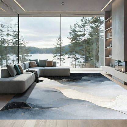 Starry Navy Gold Waves Rug