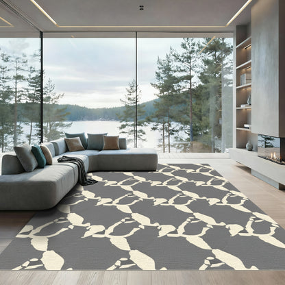 Cream Abstract Bird Wing Arrangement Rug