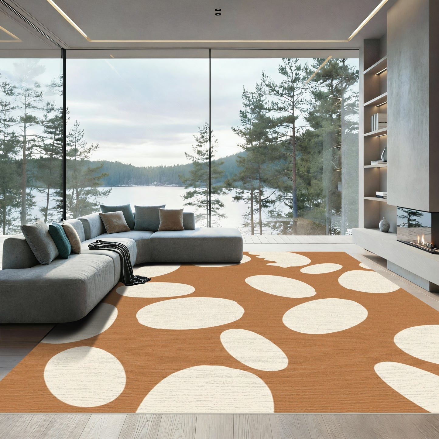 Terracotta Cream Oval Scatter Rug