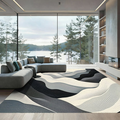 Grayscale Wavy Mountain Rug