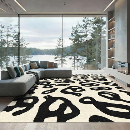 Black Organic Amorphous Shape Rug