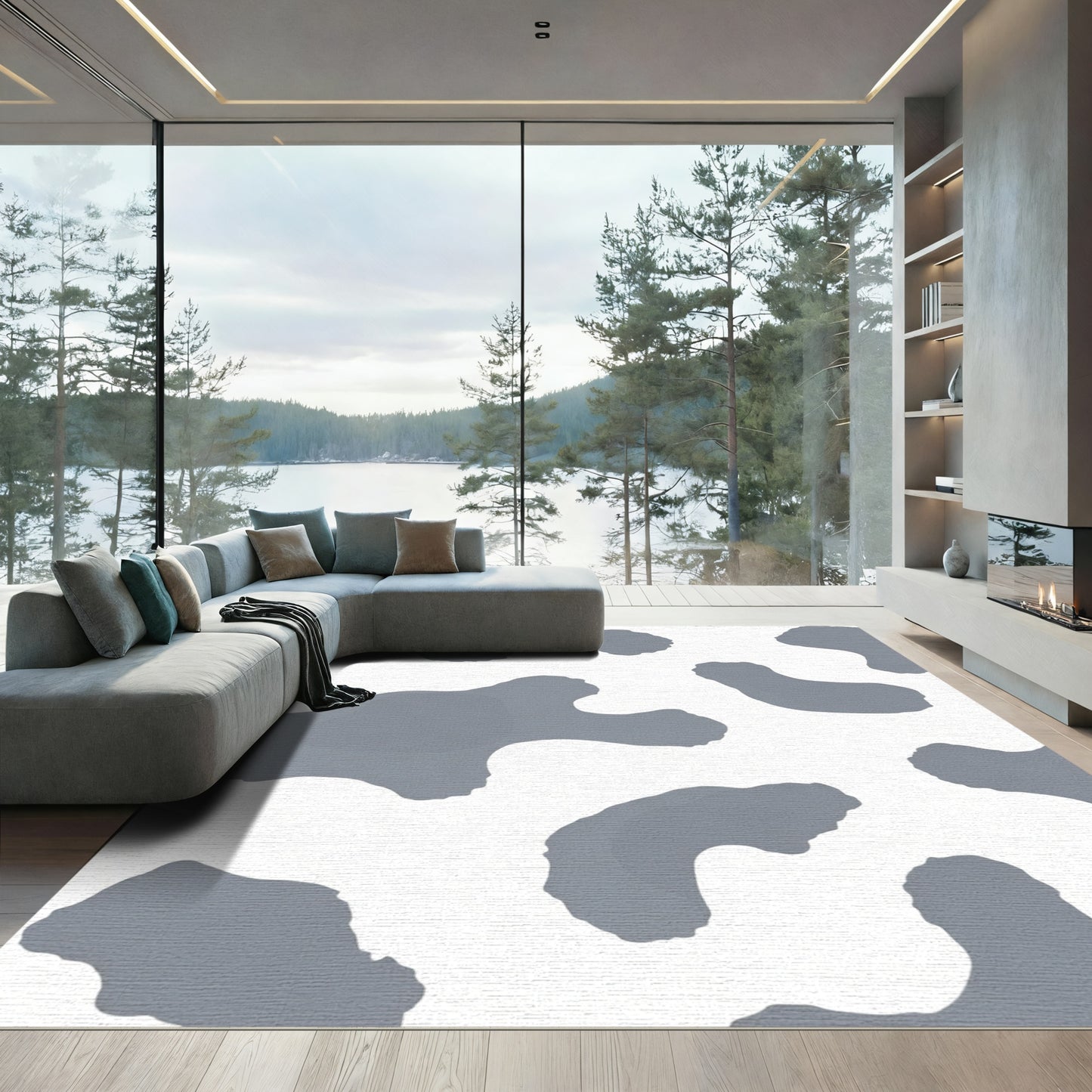 Gray Ink Blot Spot Rug