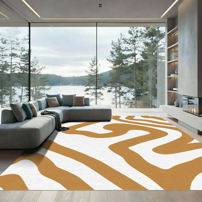 Terracotta Abstract Swirl Organic Rug