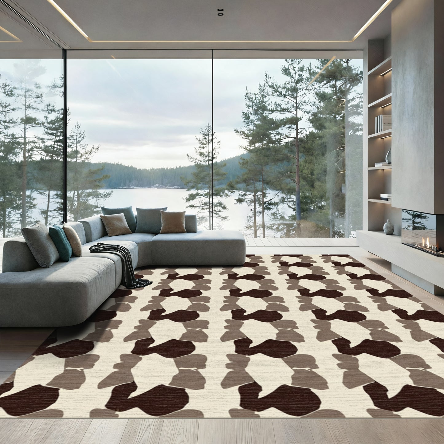 Neutral Earthy Tone Organic Blocks Rug