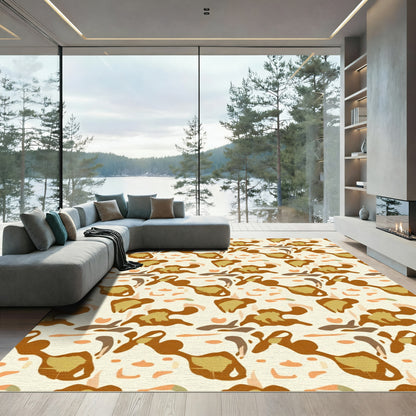 Earthy Abstract Organic Tan Shapes Rug