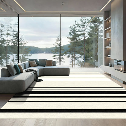 Cream and Black Striped Harmony Rug