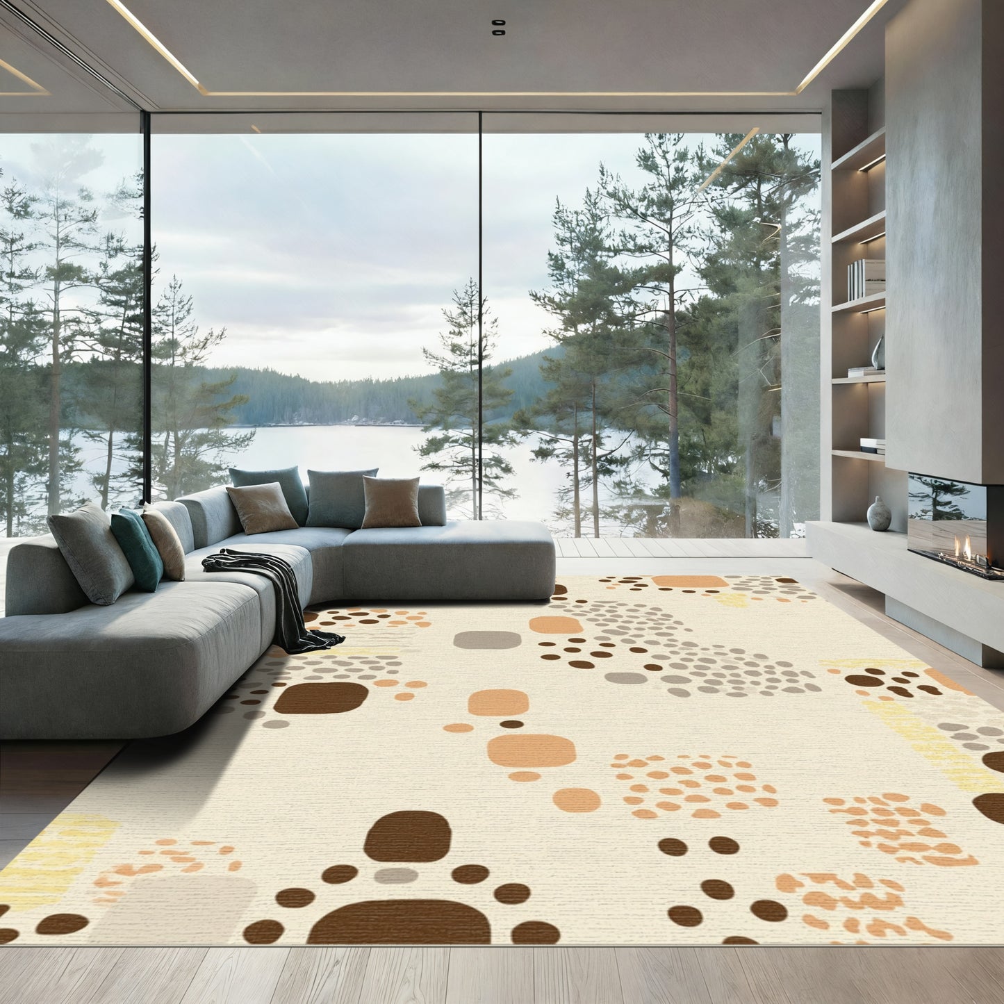 Organic Earth Tones Abstract Shapes Rug