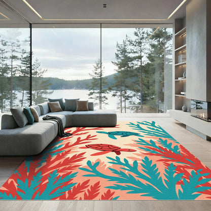 Coastal Coral Turtle Duo Rug