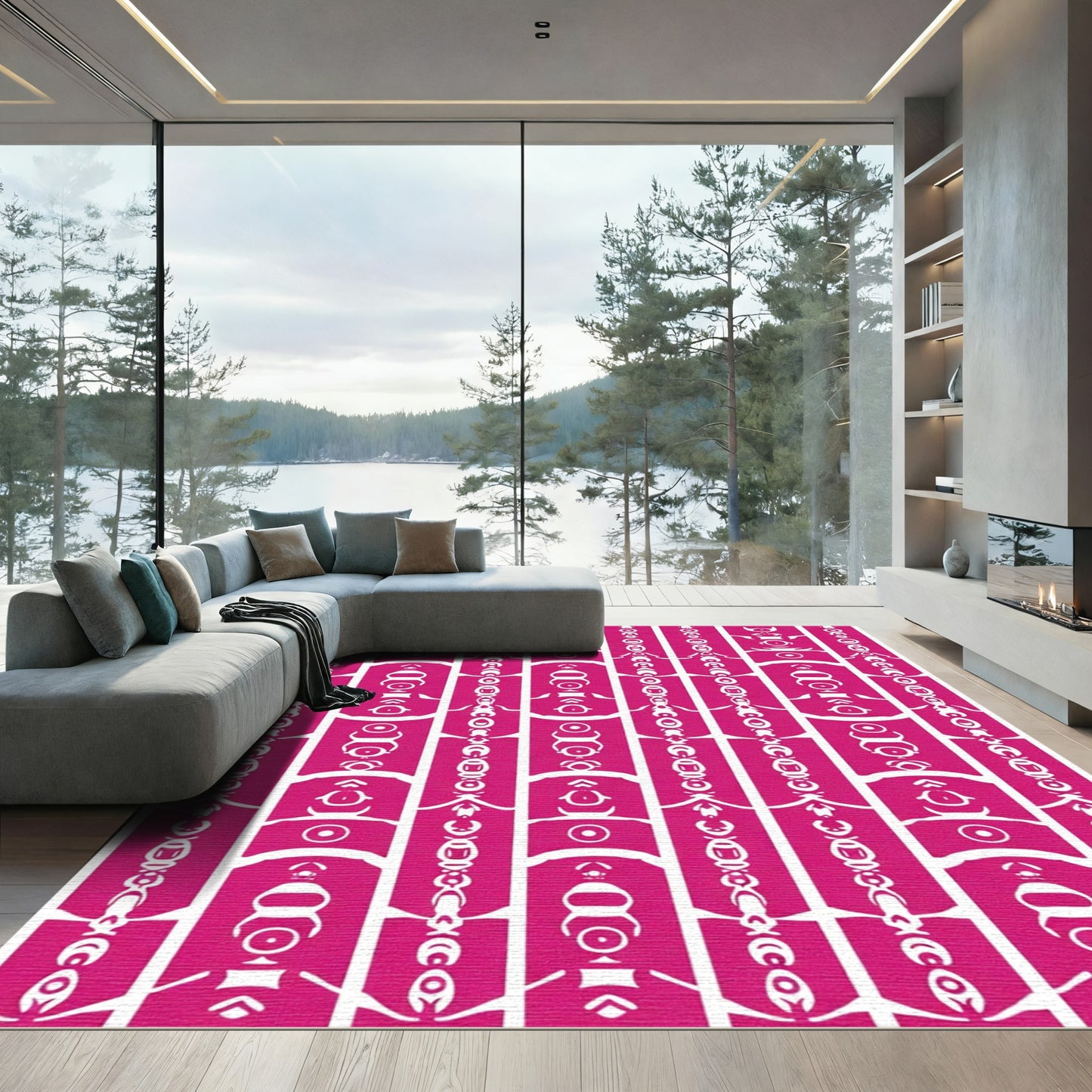 Hot Pink Tribal Column Rug