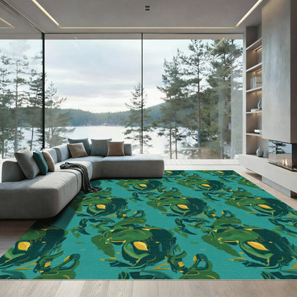 Abstract Emerald And Teal Fusion Rug