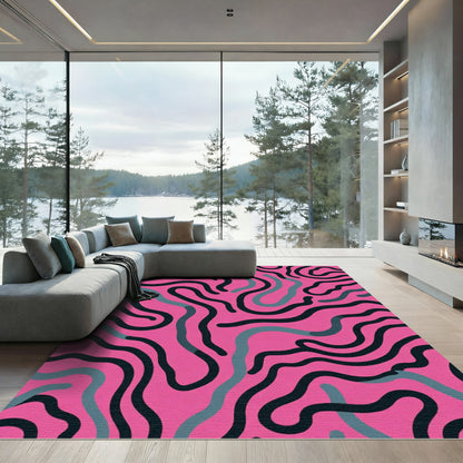 Hot Pink Organic Flowing Lines Rug