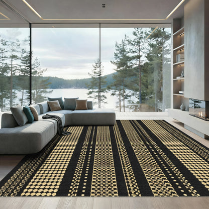 Golden Geometric Stripe Variety Rug