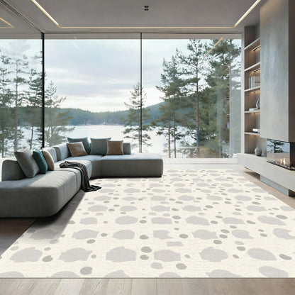 Soft Gray Organic Spot Grid Rug