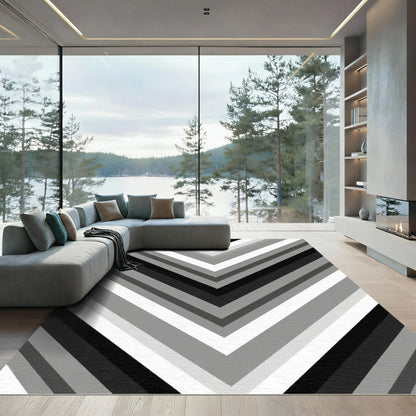 Monochromatic Chevron Lines Rug