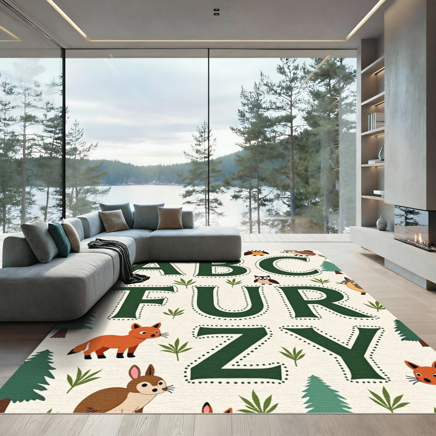 Forest Friends ABC Furry Letters Rug