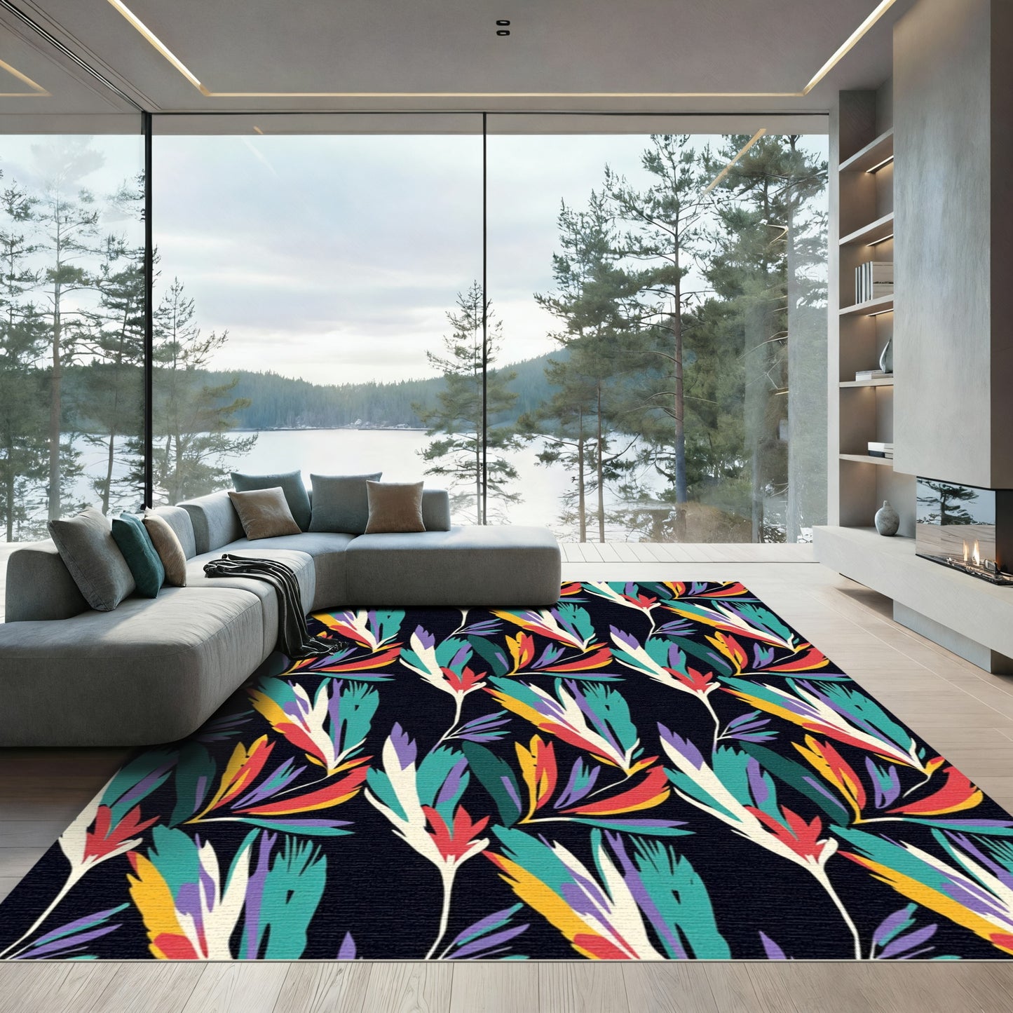 Tropical Floral Medley Reeds Rug
