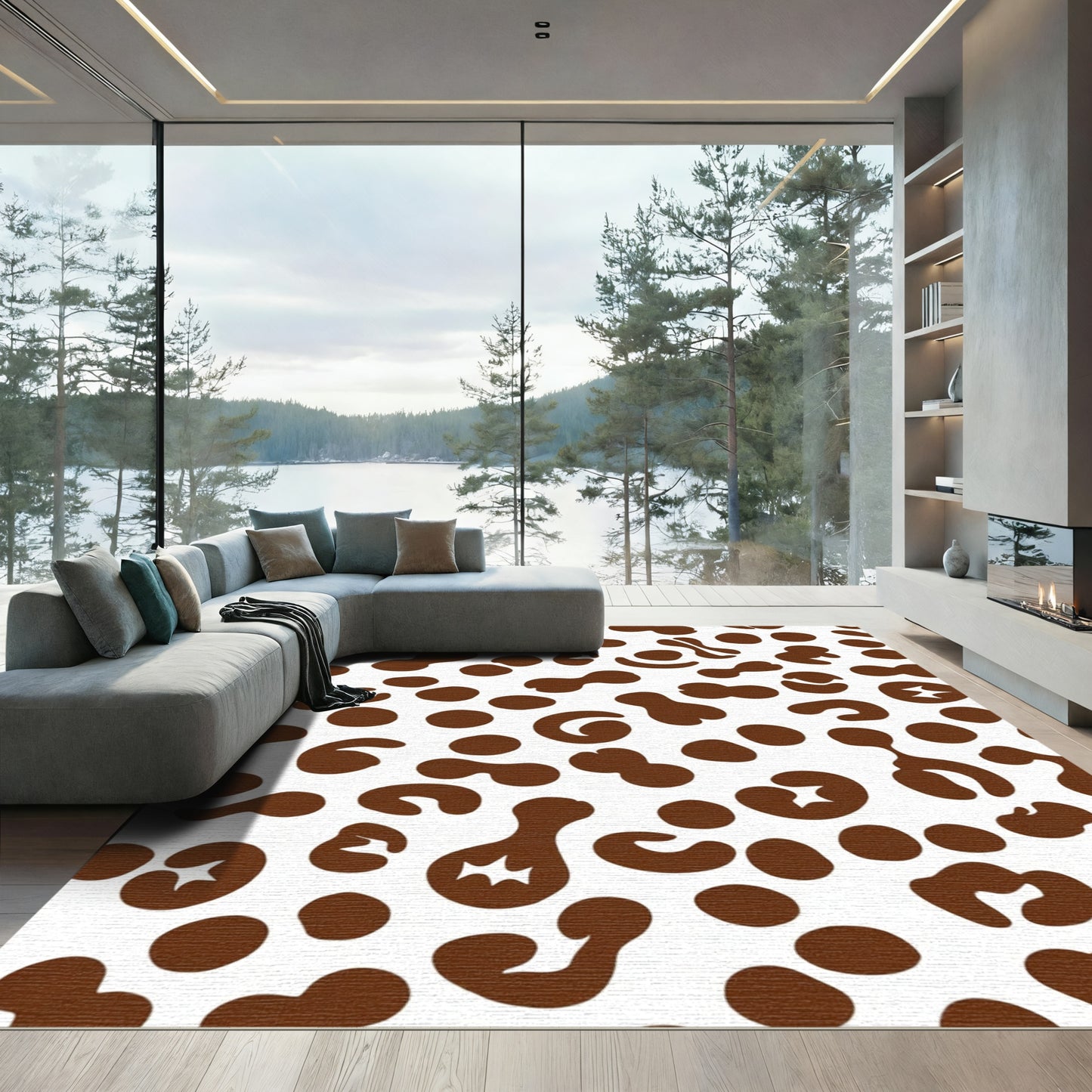 Brown Spots Abstract Scattered Rug