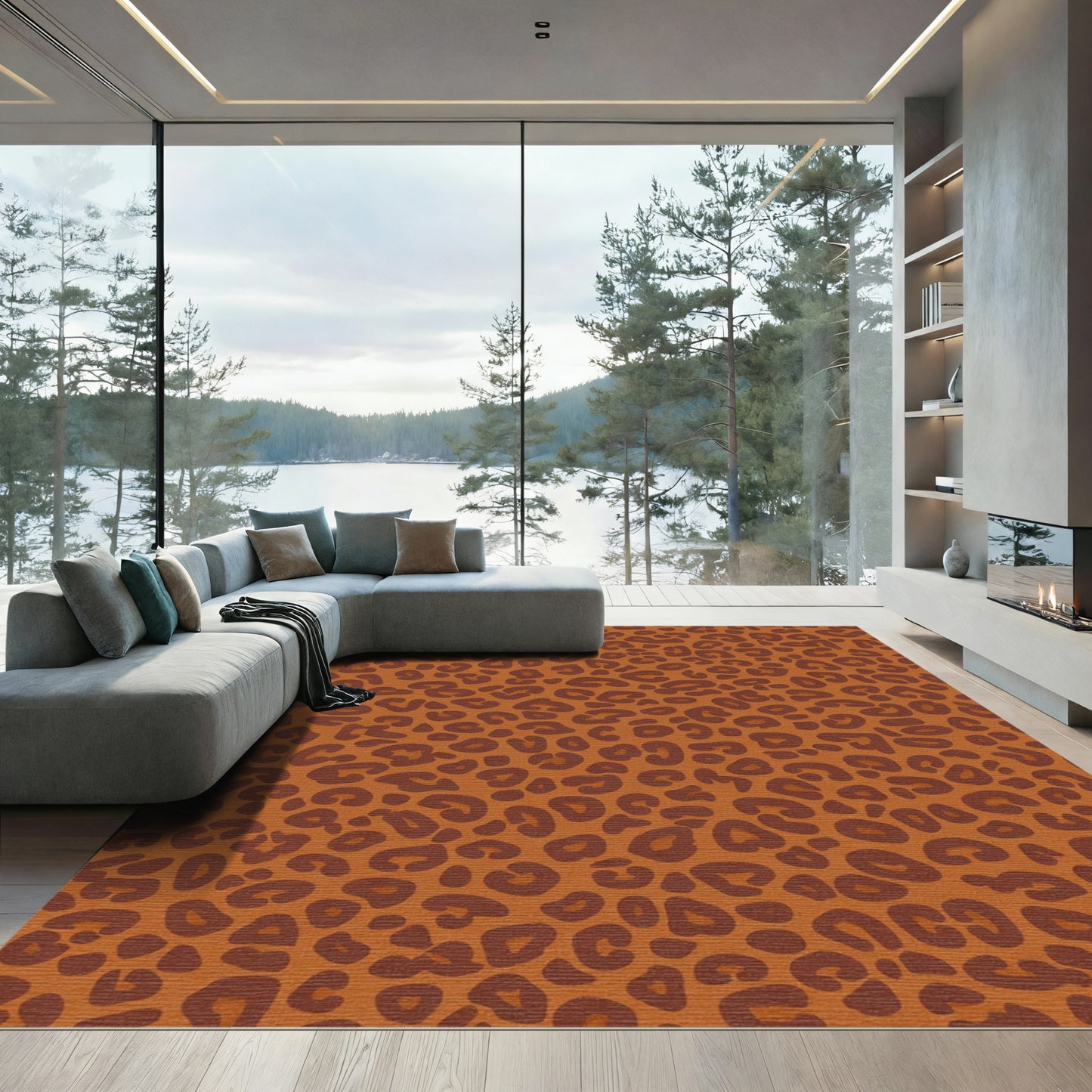 Chic Brown Animal Spots Accent Rug