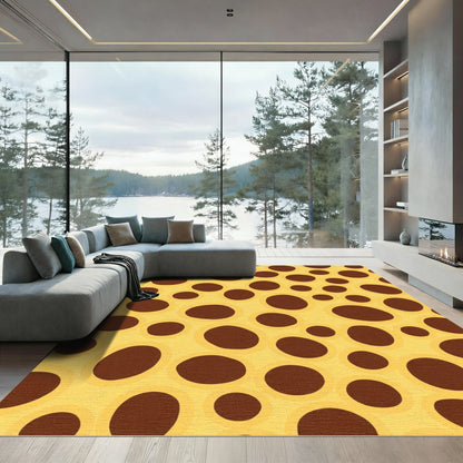 Yellow Brown Organic Bubble Arrangement Rug