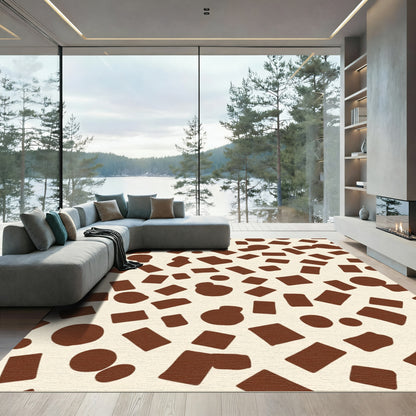 Brown Tan Irregular Shape Scatter Rug