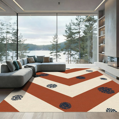 Terra Cotta Sunburst Chevron Rug