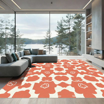 Coral Cream Abstract Organic Bloom Rug