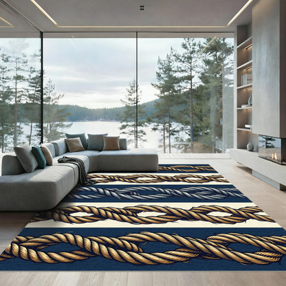 Nautical Rope Pattern Stripes Rug