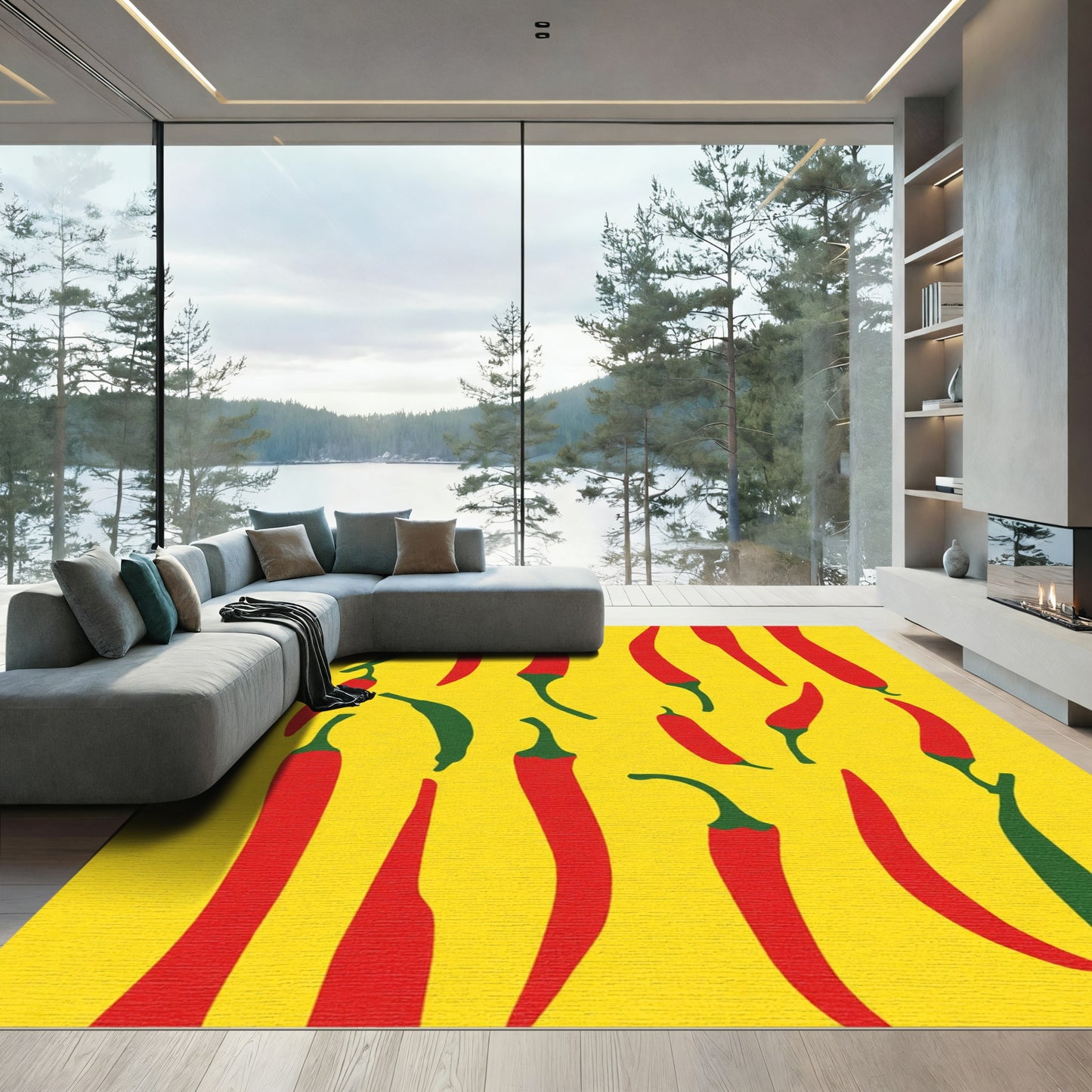Bold Red Chili Pepper Scatter Rug