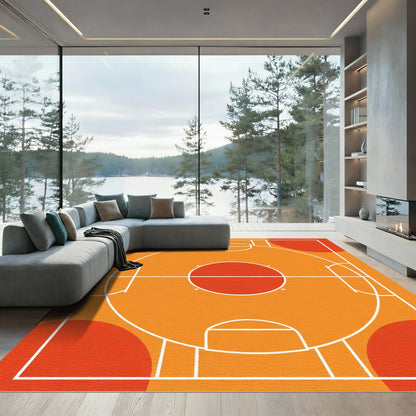 Bold Orange Court Circles Rug
