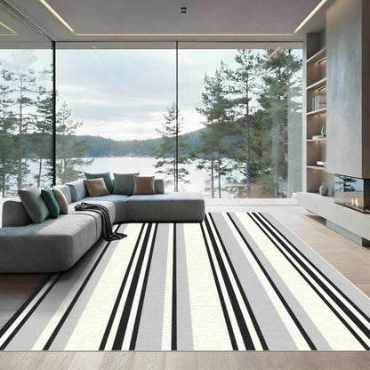 Monochrome Vertical Stripe Composition Rug
