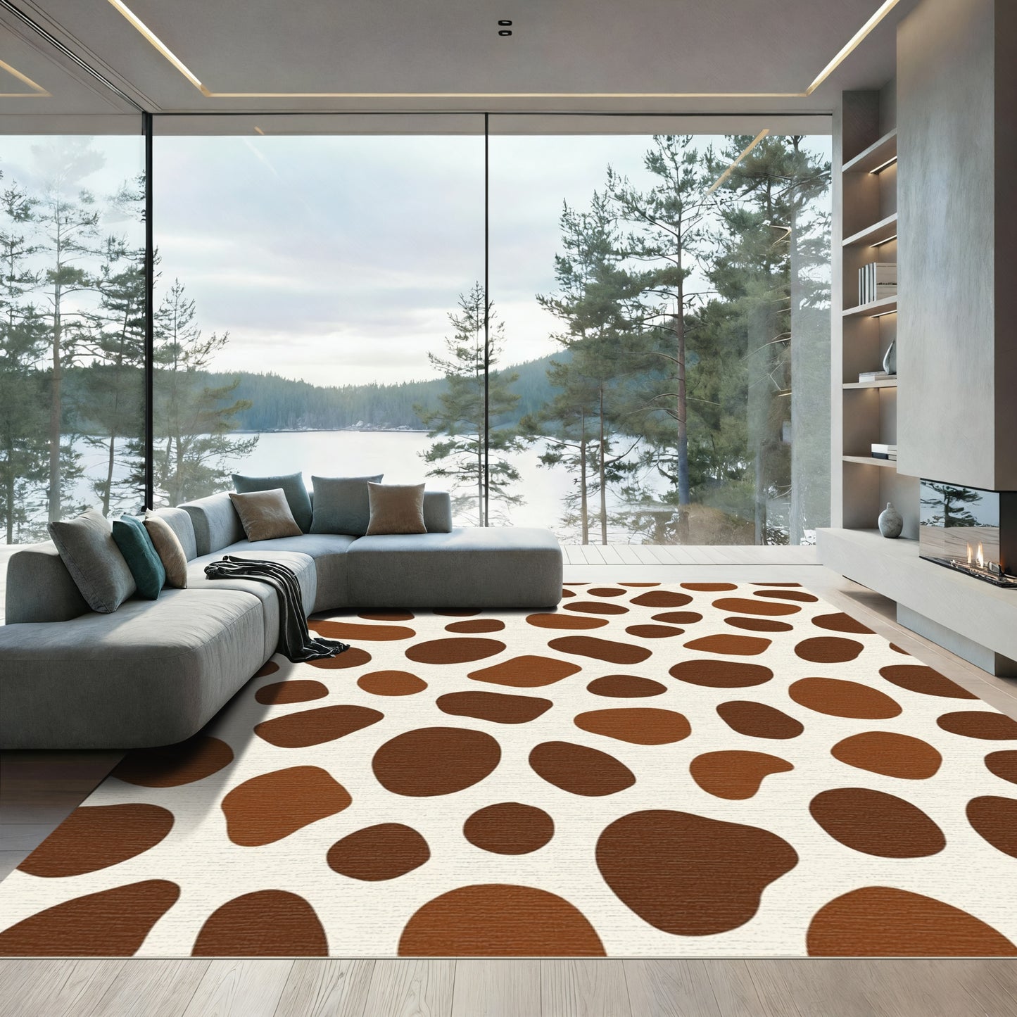 Neutral Earthy Spotty Organic Arrangement Rug