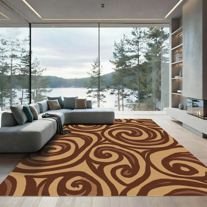 Earthy Tones Swirl Abstract Rug