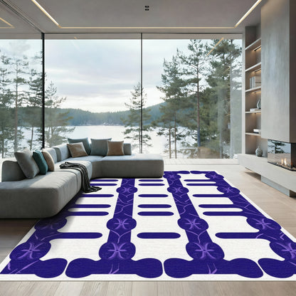 Deep Indigo Pisces Geometric Stripes Rug