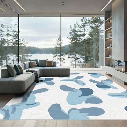 Abstract Blue Fluid Shape Rug