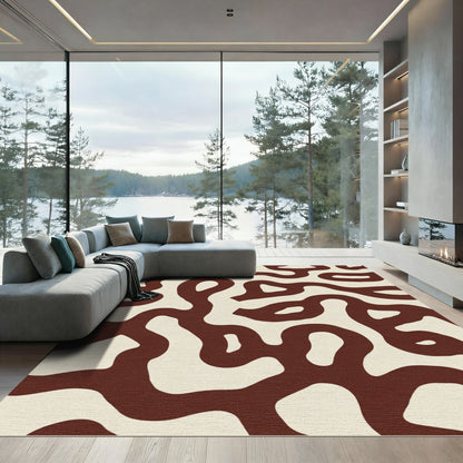 Organic Terra Cotta Intertwining Lines Rug