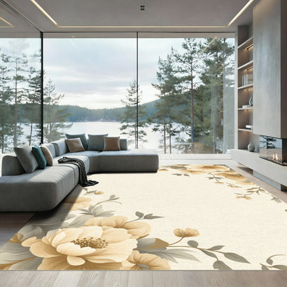 Cream and Grey Floral Arrangement Rug