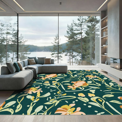 Earthy Peach Floral Vine Serenity Rug