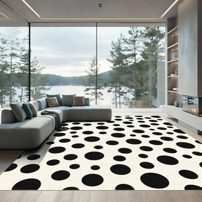 Cream Black Polka Dot Scatter Rug