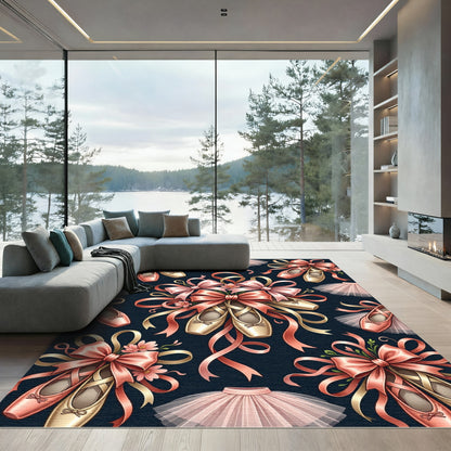 Pink Gold Ballet Slippers Tutu Arrangement Rug