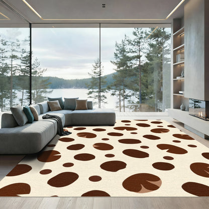 Earthy Brown Abstract Spots Rug