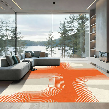 Orange Abstract Stripe Arch Rug