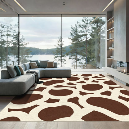 Brown Cream Organic Interlocking Ovals Rug