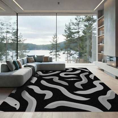 Gray Winding Serpent Swirl Rug