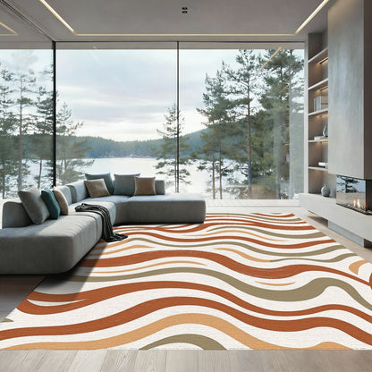 Terracotta Sage Wavy Stripe Rug