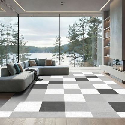 Monochrome Checkerboard Squares Harmony Rug